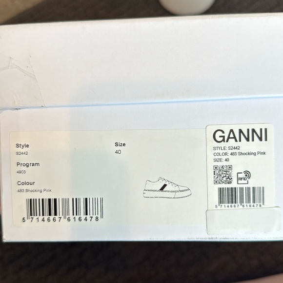 GANNI White & Pink Sporty Mix Cupsole Sneakers Size40 - Picture 8 of 11